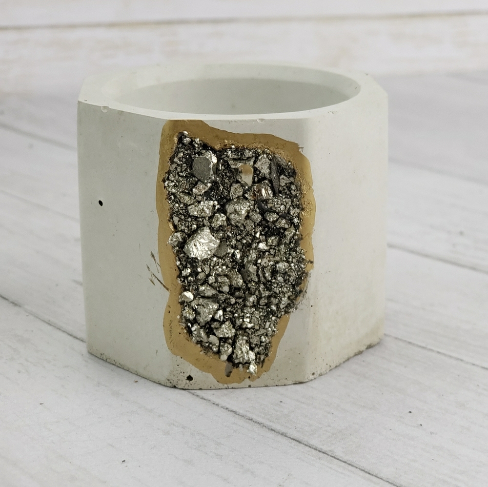 Concrete geode planter succulent container gold